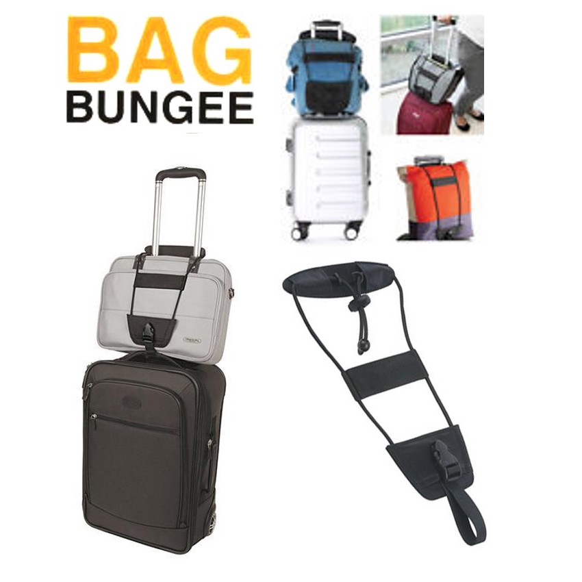 สายรัดกระเป๋าเดินทาง BAG BUNGEE สำหรับรัดกระเป๋าใบที่ 2 เข้ากับก้านลากของกระเป๋าล้อลากใบที่ 1 (สีดำ)