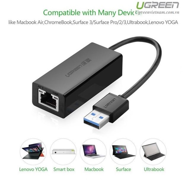 สายแปลง USB 2.0 เป็น Lan, OTG USB Lan Ethernet 10/100 Mbps Ugreen 20254