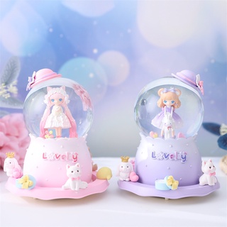 Cute Crystal Ball ลูกแก้วหิมะ ใหญ่ มีไฟ มีเพลง ด้านนอกหมุนได้  ตั้งโต๊ะ ลูกแก้ว ตกแต่ง ของขวัญ วันเกิดyu