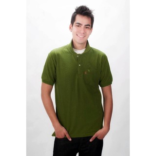 เสื้อโปโล ( polo shirt )แบรนด์ Geeko ตรากวาง สีพื้นชาย สีเขียว( ขี้ม้า ) gkc - 12M