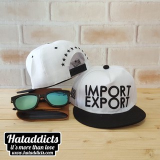 หมวก,หมวกแฟชั่น ลาย Import Export สีขาว