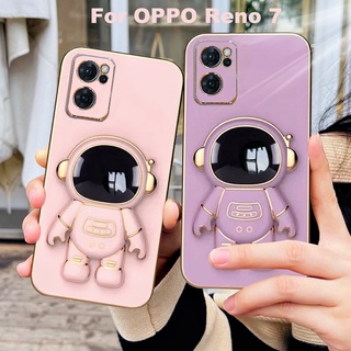 เคส OPPO Reno 8 7 Pro 8Z 7Z 6Z 6 5F 5 Pro Reno 4 Pro พร้อมตัวยึด นักบินอวกาศ แบบพับได้ ซิลิโคน เคสโทรศัพท์ นิ่ม