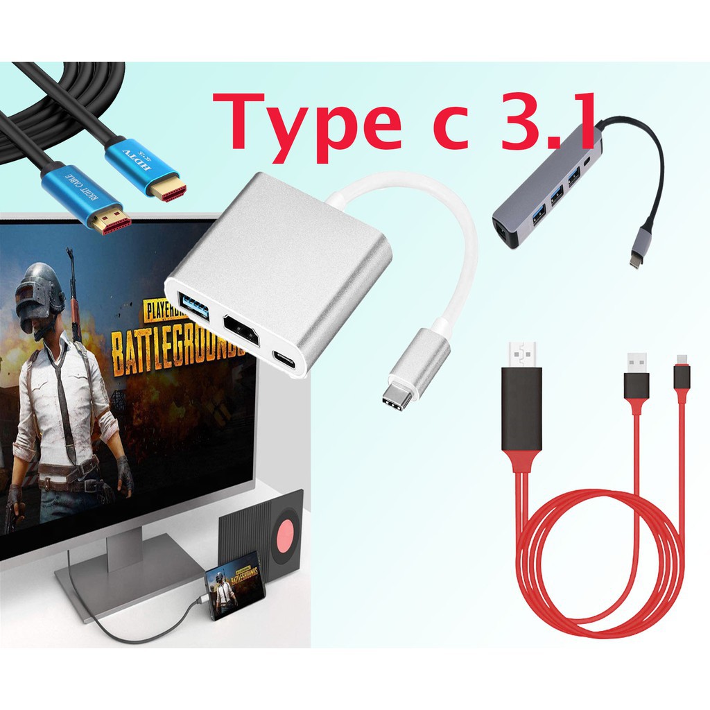 Usb C 3.1 to HDMI  hub หัวแปลงสายชาร์จ type C 3.1 to hdmi ใช้ได้ทั้งsmart phone และMac book