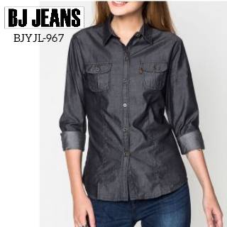 เสื้อเชิ้ตแขนยาว Double Pleated-pocket Denim BJYJL-967