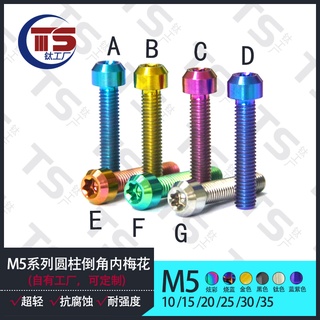 Ts M5 สกรูน็อตฝาเครื่องยนต์ ไทเทเนียมอัลลอย ทรงกระบอก 64 องศา M5x10 15 20 25 30 35 มม. สําหรับรถจักรยานยนต์