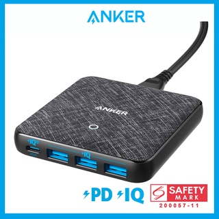 อะแดปเตอร์ชาร์จ USB C Anker 65W 4 พอร์ต PIQ 3.0 &amp; amp; GaN Quick Adapter, PowerPort Atom III Slim Wall Charger with 45W iPad Pro Laptop for MacBook