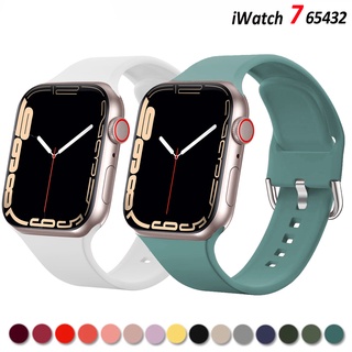 สายนาฬิกาข้อมือซิลิโคน หัวเข็มขัดโลหะ สีพื้น สําหรับ apple watch series 7 6 se 5 4 3 2 45 มม. 44 มม. 41 มม. 40 มม. 38 มม. 42 มม.