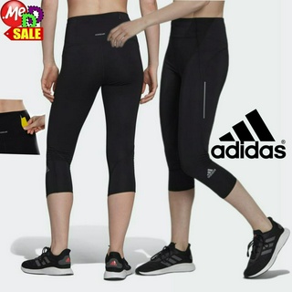 ADIDAS - ใหม่ กางเกงรัดรูปใส่วิ่ง ยาง+เชือก กระเป๋าซิปกันเหงื่อ ADIDAS OWN THE RUN 3/4 RUNNING LEGGINGS H13250 GU3837