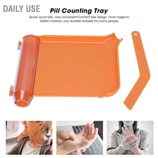 Daily Use Pill Counting Tray Orange Non‑Contact Clean Pills Dispenser with Spatula Transparent Lid