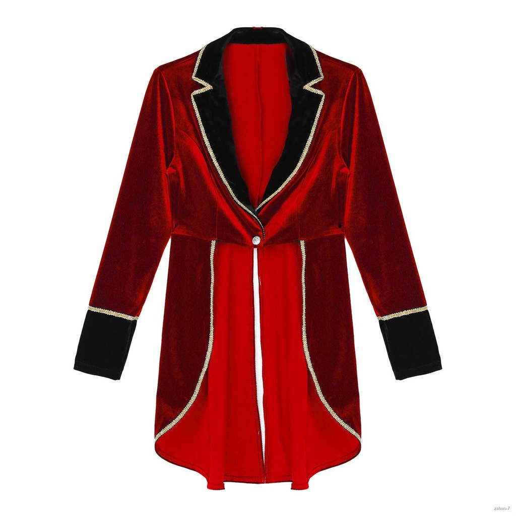 Womens Adult Circus Ringmaster Costume Long Sleeve Blazers Jacket Coat Christmas Halloween