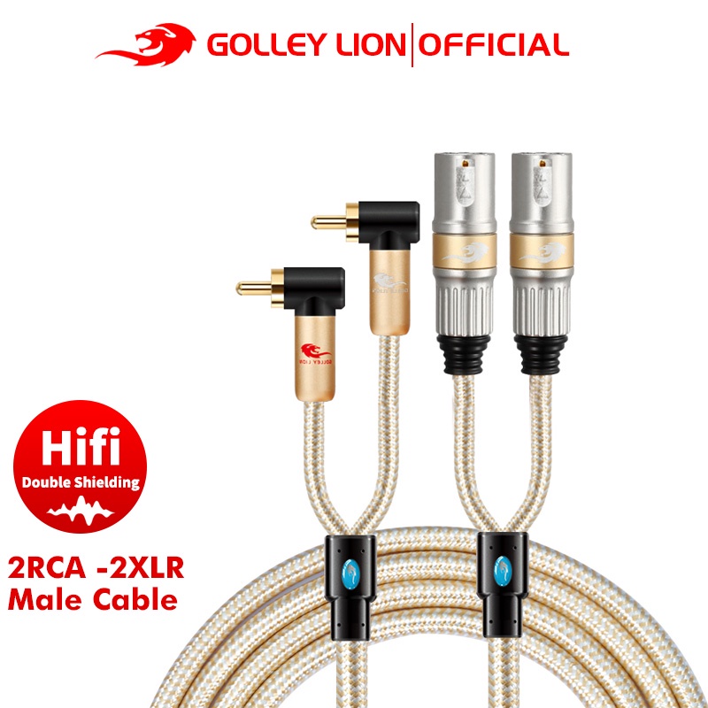 Golley LION Dual RCA Male to 2 XLR สายสัญญาณเสียงแจ็ค สําหรับมิกเซอร์คอนโซล เครื่องขยายเสียง ลําโพง โฮมเธียเตอร์