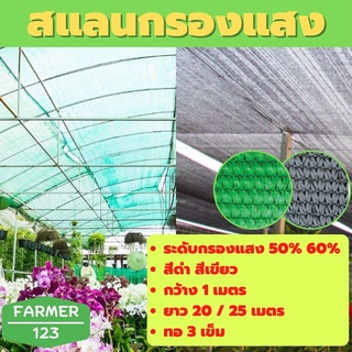 สแลนกรองแสง แสลน สีดำ สีเขียว 50% 60% กว้าง 1 เมตร ยาว 20 / 25 เมตร ตาข่ายกันแดด กันฝุ่น สแลนกันยูวี ลดร้อน กันแดด บังแด