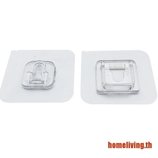 【Home】ตะขอติดผนัง แบบสองด้าน มีกาวในตัว แข็งแรงมาก 1 คู่ ต่อชุด