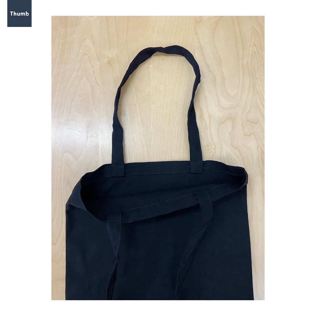 ถุงผ้าแคนวาส สีดำ A14 BAG ใส่กระดาษ A4 ได้ ถุงผ้าสะพายข้าง ขนาด 14"x15"