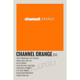 โปสเตอร์ มันวาว พิมพ์ด้านเดียว ขนาด A5 14.8 ซม. x 21 ซม. รูปปกอัลบั้ม Channel Orange by Frank Ocean