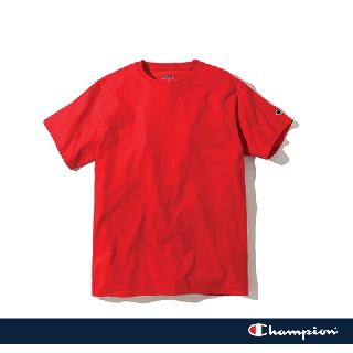 Champion เสื้อยืด คอกลม แขนสั้น แบบเรียบ ของแท้ Unisex - สีแดง T425