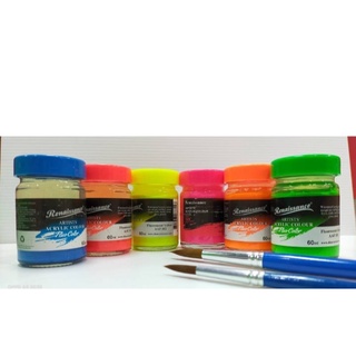 Renaissance สีอะคริลิค สะท้อนแสง สีเขียน ไม้ เซรามิก โฟม พลาสติก สีเขียนผ้า ผ้าใบ สีสะท้อนแสง 60 มล.(มี 6 สี)