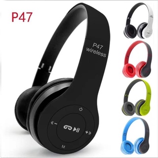 🎧หูฟังบลูทูธ ไร้สาย ใส่เมมโมรี่/ ฟังวิทยุF.M Bluetooth Headphone Stereo รุ่น P47