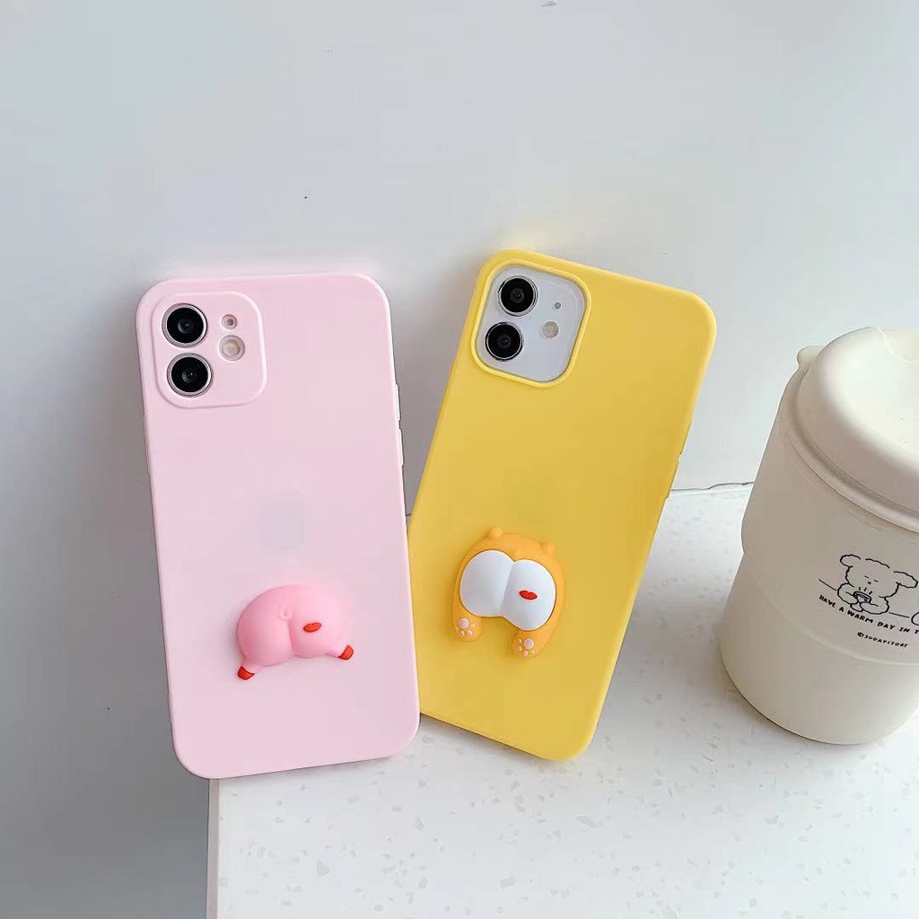 Beautiful 3D cartoon Cute corgi pig butt cover เคสโทรศัพท์นุ่ม เคส vivo v5 v7 plus v9 v11i v11 v15 pro s1 v17 v19 neo v20 pro v20se x50 y51 y31 2020 soft back phone case
