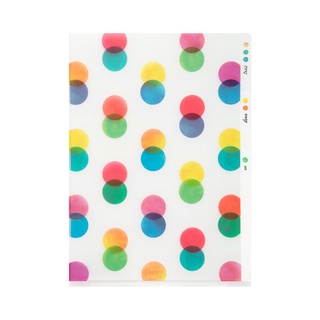 MIDORI 3 Pockets Clear Folder &lt;A5&gt; Dots (D35303006) / แฟ้ม 3 ช่อง ขนาด A5 ลายน้องจุด แบรนด์ MIDORI จากประเทศญี่ปุ่น