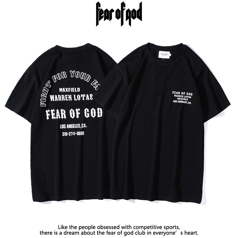 【HOT】เสื้อยืดผ้าฝ้ายแขนสั้น fear of god plus