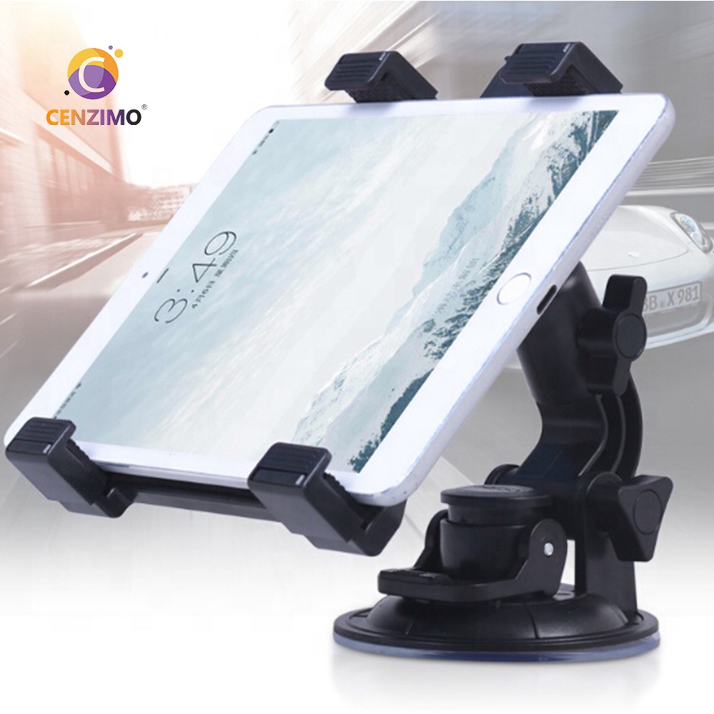 Cenzimo ที่วางแท็บเล็ต แบบถ้วยดูด 360° ที่วางโทรศัพท์ในรถยนต์ ปรับได้ ที่วางกระจกหน้ารถ ที่วางโต๊ะ แบบปุ่มดูด ขาตั้ง