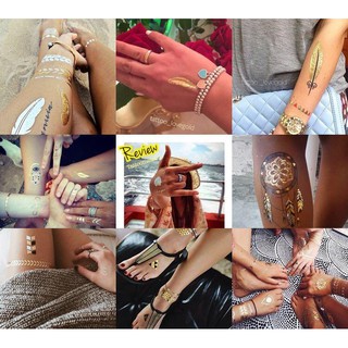 สติ๊กเกอร์ ลายสักโบฮีเมียนสีทอง Gold color Bohemian style Temporary tattoo Tattoo stickers