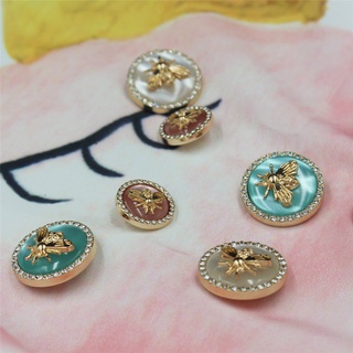 10 ชิ้น/ล็อตขายร้อน Bee Rhinestone ปุ่มสำหรับเสื้อผ้า DIY วัสดุเย็บผ้าเย็บอุปกรณ์เสริมแฟชั่นประณีตโลหะ Snap Button