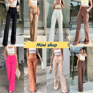 Mini shop🌸พร้อมส่ง🌸(KL-02)กางเกงขายาวเอวสูง เข้ารูป ไซส์S-XL รุ่นกระดุมหน้า ซิปด้านหน้า