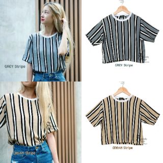 Stripe Crop (Grey/Cream)