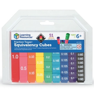 Learning Resources, Fraction Tower Cube ของเล่นเสริมทักษะเลข ชุดเรียนรู้เศษส่วน ของเล่นเด็ก 6-10 ปี