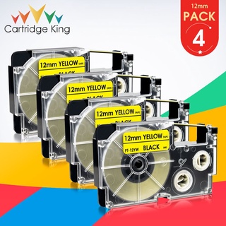 4PK 12mm XR-12YW XR 12YW XR12YW Black on Yellow Label Tape Cartridge for Casio EZ Label Printer KL-60-L KL-120L KL-100