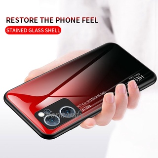 In Stock เคส Phone Case for OPPO Reno7 Z Reno6 Z 7 Pro 5G 2022 New Gradient Tempered Glass Ultra Thin Phone Casing All-inclusive Back Cover OppoReno7 7Pro Z 5G เคสโทรศัพท์ Protective Case