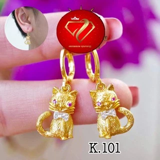ต่างหูหุ้มทอง24K เพชรCZ แบบห่วง(ไม่แพ้ ไม่ดำไม่ลอก)