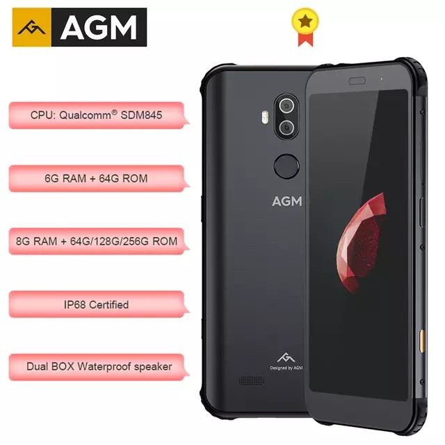 เดิม AGM X3 IP68 โทรศัพท์มือถือกันน้ำ 5.99 "HD 6GB + 64GB 8 GB + 128GB ลายนิ้วมือชาร์จไร้สาย JBL Tune Speakers สมาร์ทโฟน
