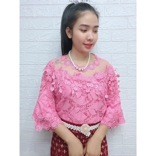 เสื้อลูกไม้ผ้านิ่มใส่สบายมีซับในทั้งตัวจ้า
