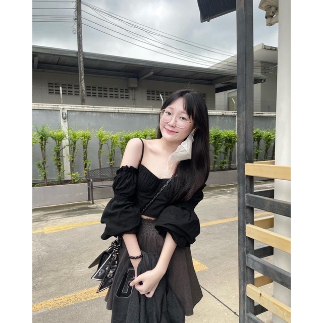 LAMOUR top • Black เสื้อสายเดี่ยวสามารถใส่ได้2แบบ รูปที่ 2