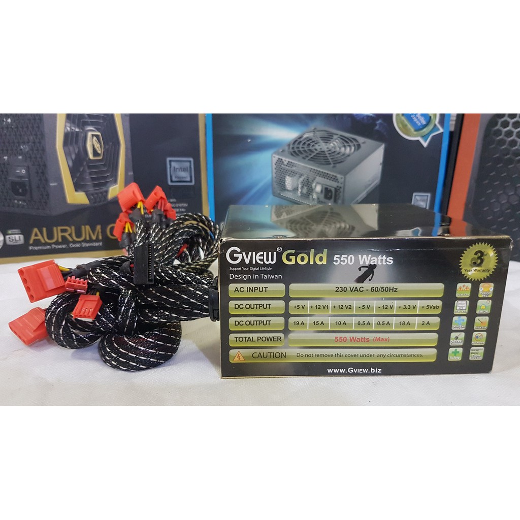 PSU ประกัน 1เดือน Gview Gold 550W มือ2 มีไฟสีแดง / power supply / พาวเวอร์ซัพพลาย