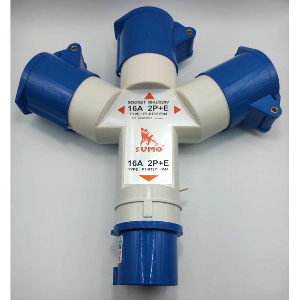 ปลั๊กเพาเวอร์ (power plug) ต่อขยาย Sumo P1-013Y ตัวผู้ 1 ตัวเมีย 3 2P+E 16A พาวเวอร์ ปลั๊ก