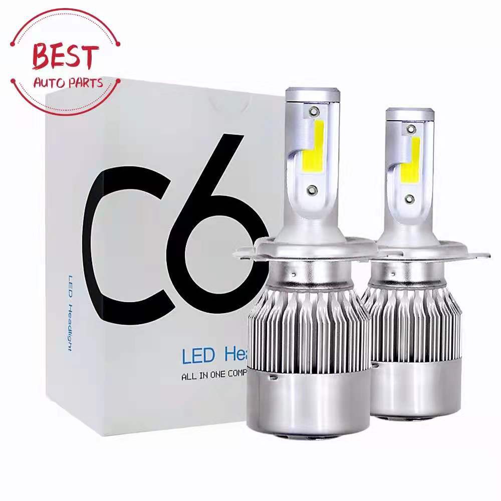 ซื้อ 1คู่ C6🔥ถูกที่สุด!! ไฟหน้ารถยนต์ ไฟต่ำ ไฟสูง ไฟตัดหมอด ไฟมอเตอร์ไซค์ C6 LED แสงสีขาว H1 H3 H4 H7 H11 9005 9006 36W 6000K