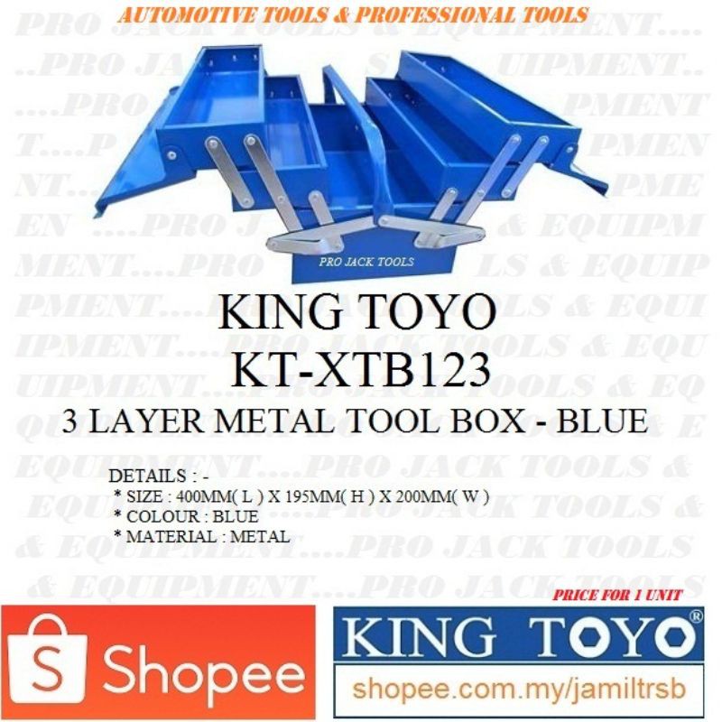 KT-XTB123 King Toyo กล่องเครื่องมือโลหะ 3 ชั้น - สีฟ้า