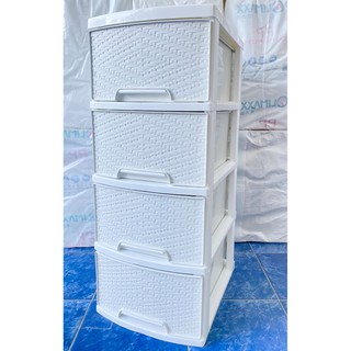ราคาตู้ลิ้นชัก4ชั้น เก็บเสื้อผ้า สีขาวล้วน กว้าง34cmลึก43cmสูง83cm Plastic Organizer