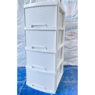 ตู้ลิ้นชัก4ชั้น เก็บเสื้อผ้า สีขาวล้วน กว้าง34cmลึก43cmสูง83cm Plastic Organizer