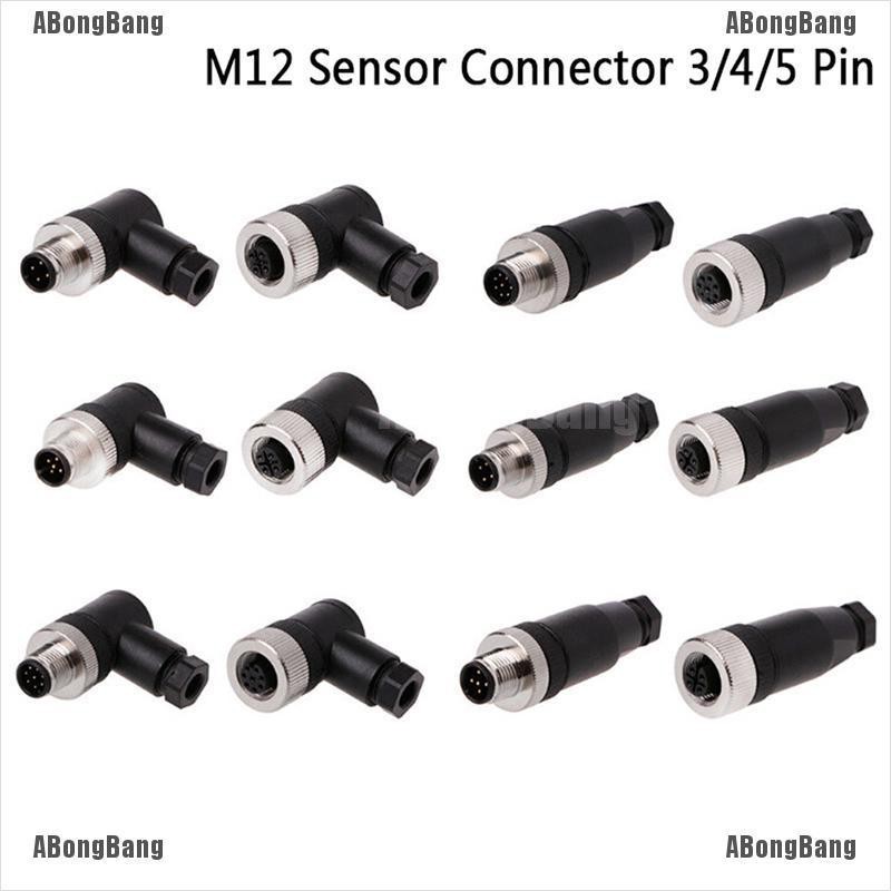 Abongbang M12 เซนเซอร์เชื่อมต่อ 3 4 5 pin ตัวผู้ ตัวเมีย ตรง มุมขวา 1