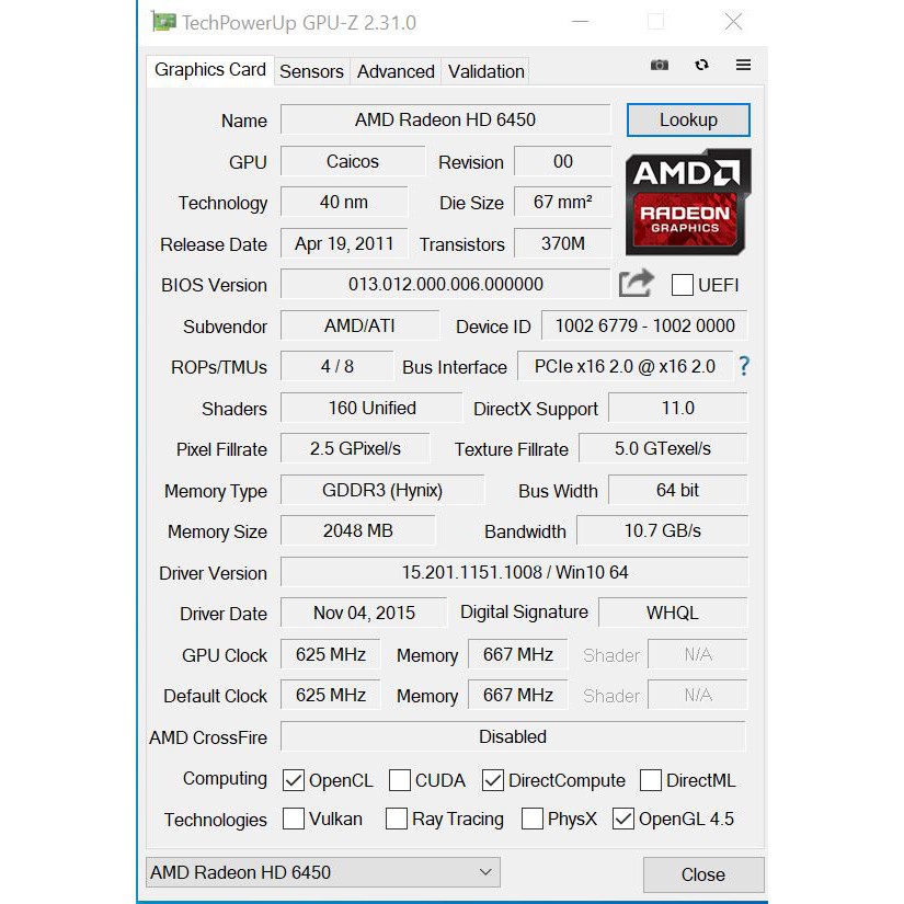 การ์ดจอ RADEON HD 6450 memory 2 GB