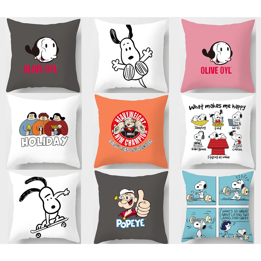 ปลอกหมอน ลายการ์ตูนน่ารัก ขนาด 70×70.60x60.50x50 45x45 40×40 สีขาว สีดํา สําหรับตกแต่งบ้าน โซฟา