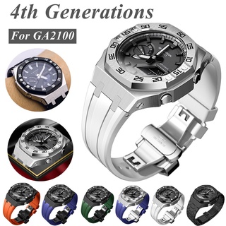 Casioak 4rd GA2100 Generation สายนาฬิกาข้อมือ สายยางสเตนเลส แบบเปลี่ยน สําหรับ GA-2100