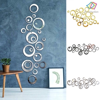 FCD☆ 24pcs Circles 3D Mirror Wall Sticker DIY Removable Decal Acrylic Art Sticker