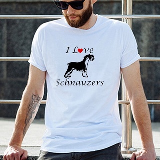 เสื้อยืดfashionTriditya 50546# เสื้อยืดคอกลม แขนสั้น พิมพ์ลาย I Love Schnauzers Dog แฟชั่นสําหรับผู้ชายS-5XL