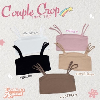 Couple Crop เสื้อครอป ผ้าร่องเล็ก ผ้ายืดมาก แขนกุด เอวลอย